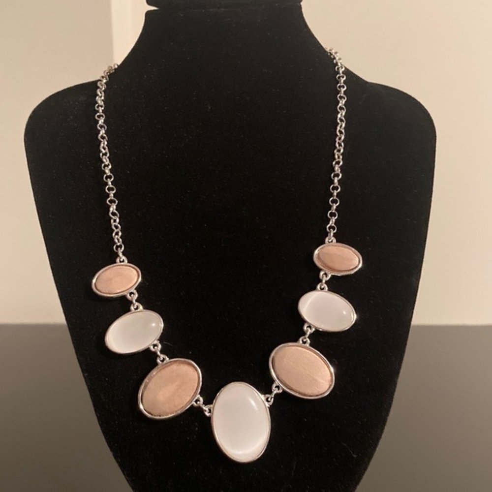 Calvin Klein Silver and Cream Necklace
